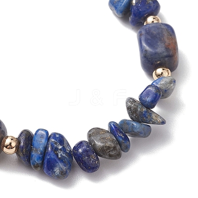 Natural Sodalite Cuboid & Lapis Lazuli Chip Beaded Stretch Bracelets for Women BJEW-JB10808-07-1