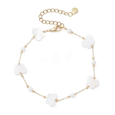 Natural Shell Beads Link Bracelets BJEW-JB13121-1