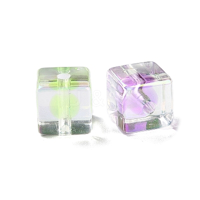 UV Plating Iridescent Transparent Acrylic Beads OACR-H112-09A-1