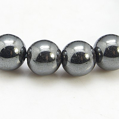 Non-Magnetic Synthetic Hematite Beaded Ball Bracelets BJEW-D088-7-1