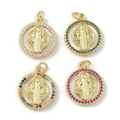 Brass Micro Pave Cubic Zirconia with Shell Pendants KK-Z115-04G-1