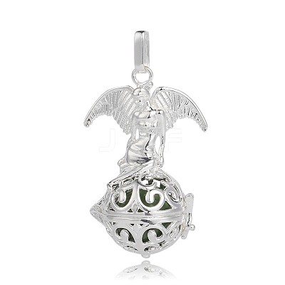 Silver Color Plated Brass Hollow Round Cage Pendants LS-KK-J248-05S-1