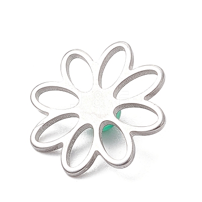 201 Stainless Steel Pave Gemstone Flower Cabochons PALLOY-JF03492-1