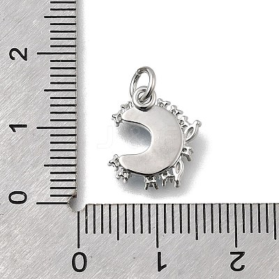 Brass Micro Pave Clear Cubic Zirconia with Glass Charms KK-G525-06P-1