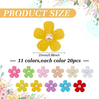 220Pcs 11 Colors Lint Flower Ornament Accessories DIY-MA0006-89-1