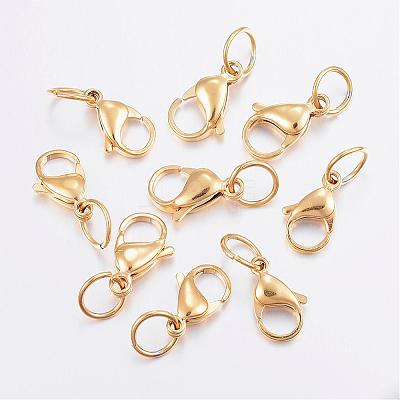 Ion Plating(IP) 304 Stainless Steel Lobster Claw Clasps STAS-P139-A17-G-1
