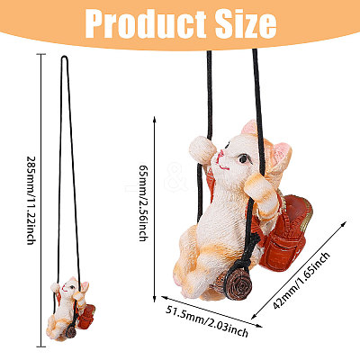 Resin Cat Pendant Decorations HJEW-WH0102-018-1