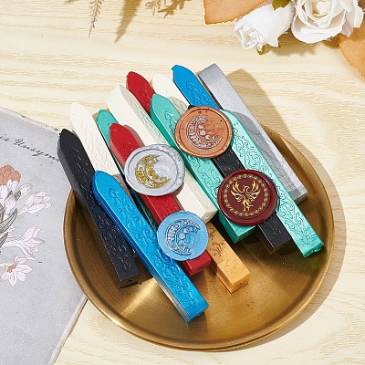 Brass Wax Seal Stamp with Wood Handle AJEW-WH0412-0284-1