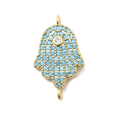 Religion Brass Micro Pave Cubic Zirconia Connector Charms KK-H529-01A-G-1