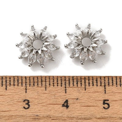 Brass Micro Pave Clear Cubic Zirconia Bead Caps KK-C072-01A-P-1