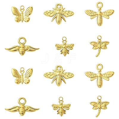 12Pcs 6 Styles 304 Stainless Steel Pendants STAS-CJ0003-20-1