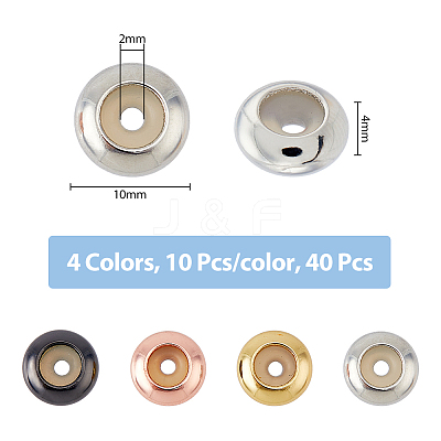 40Pcs 4 Colors Brass Beads KK-FH0006-49B-1