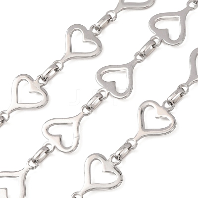 304 Stainless Steel Heart Link Chains SA-CBAE0F2-04P-1