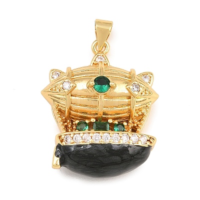 Brass Micro Pave Cubic Zirconia Pendants CU-CBAB3AD-05G-02-1