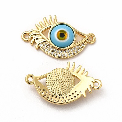 Rack Plating Real 18K Gold Plated Brass Micro Pave Clear Cubic Zirconia Connector Charms ZIRC-L102-08G-1