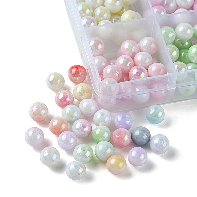 300Pcs 12 Colors Two Tone Opaque Acrylic Beads SACR-YW0001-63-1