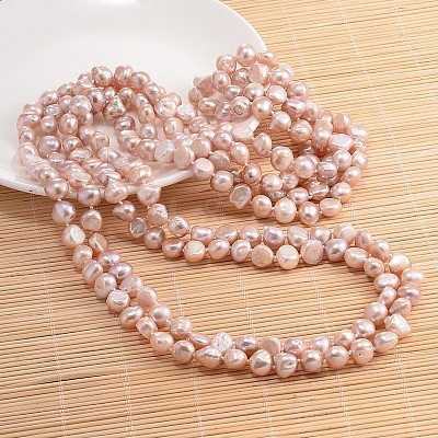 Natural Pearl Nuggets Beaded Necklace NJEW-P126-B-01A-01-1