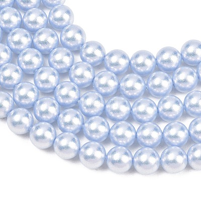Frosted Glass Pearl Beads Strands GLAA-A044-08A-07-1