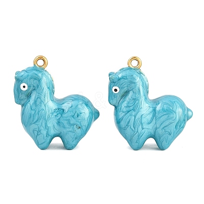 304 Stainless Steel with Deep Sky Blue Enamel Pendants SA-CBAF5D5-12G-1
