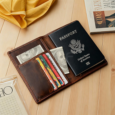 Rectangle Leather Travel Passport Wallet Cover AJEW-WH20096-54A-1