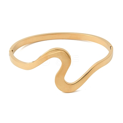 304 Stainless Steel Hinged Bangles for Women BJEW-D408-26G-1