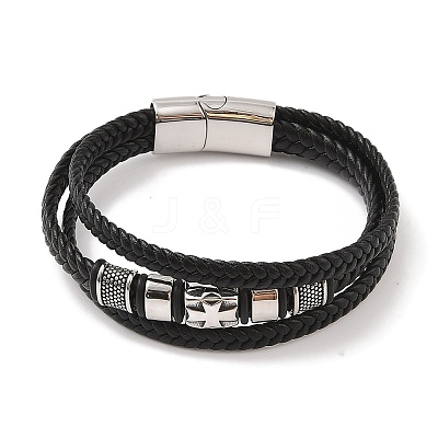 Braided Microfiber Leather Multi-strand Bracelets BJEW-B096-04A-1