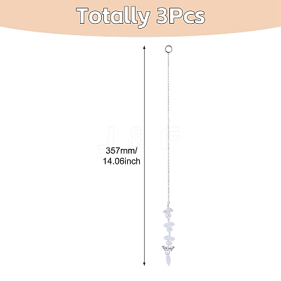 3Pcs Leaf Glass Hanging Suncatchers HJEW-TADJ0014-1