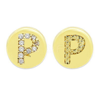 Brass Micro Pave Clear Cubic Zirconia Beads KK-T030-LA843-PX3-1