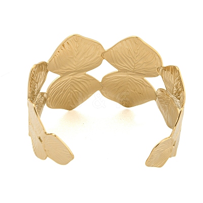 Ion Plating(IP) 304 Stainless Steel Hollow Open Cuff Bangles BJEW-S151-01G-03-1