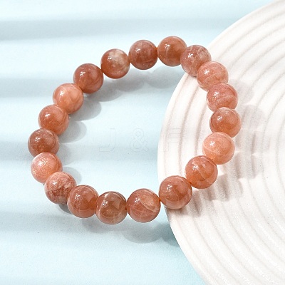 10MM Natural Sunstone Round Beaded Stretch Bracelets for Women GG-CBA3F02-11B-1