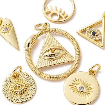 6Pcs 6 Style Brass Rough Surface Pendants KK-LS0001-50-1