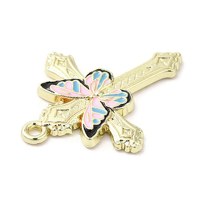 Light Gold Plated Alloy Enamel Pendants ENAM-L041-04B-1