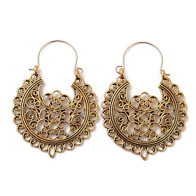Alloy Hollow Out Flower Hoop Earrings EJEW-WH0011-12AG-1