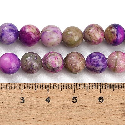 Dyed Natural White JadeImitation Charoite Smooth Round Beads Strands GG-CBA3334-A01-8mm-B-1