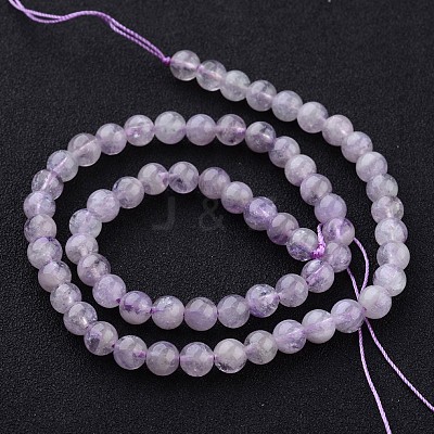 Natural Lavender Amethyst Round Bead Strands G-O134-08-6mm-01-1