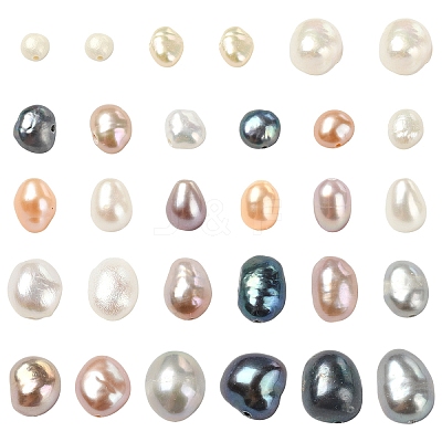 40Pcs 4 Colors Natural Cultured Freshwater Pearl Beads PEAR-YW0001-06-1