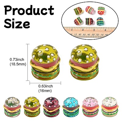 6Pcs 6 Colors Resin Cabochons RESI-CJ0004-27-1