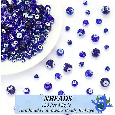 120Pcs 4 Style Handmade Lampwork Beads LAMP-NB0001-68-1