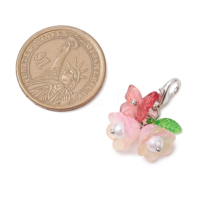 6Pcs Flower Glass Pendant Decorations HJEW-JM02791-1