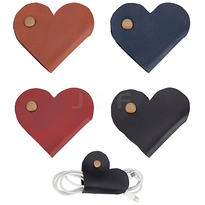 4Pcs 4 Colors PU Leather Cord Organizers AJEW-CP0005-01-1