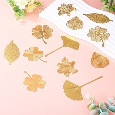 12Pcs 6 Styles Brass Big Pendants KKC-TA0001-09-1