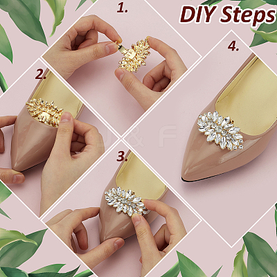 8Pcs 4 Styles Alloy Rhinestone Shoe Decoration AJEW-FG0004-36-1