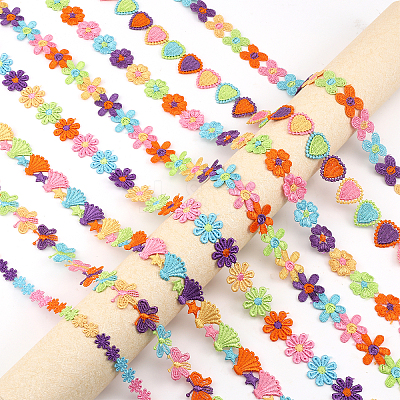 8 Strands 8 Styles Polyester Lace Trims OCOR-GL0001-04-1