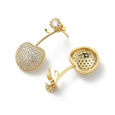 Cherry Brass Micro Pave Cubic Zirconia Stud Earrings EJEW-M077-12G-02-1