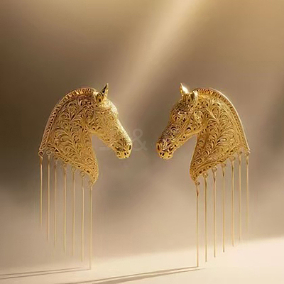 Alloy Horse Tassel Earrings for Women WG227FF-01-1