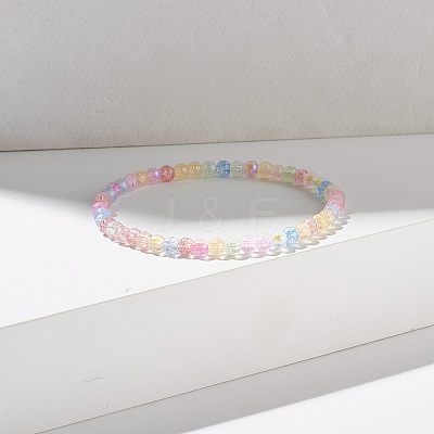 Sparkling Crackle Glass Round Beads Stretch Bracelets Set BJEW-JB07189-1