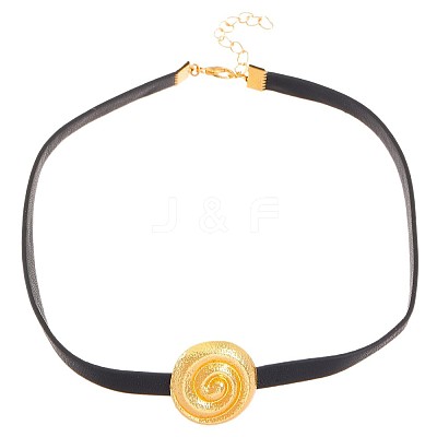 Spiral Round Alloy with Imitation Leather Choker & Stud Earring & Ring Sets for Women FS-WG641D5-05-1