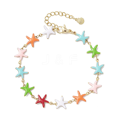 304 Stainless Steel Enamel Link Chain Bracelets BJEW-JB13026-1