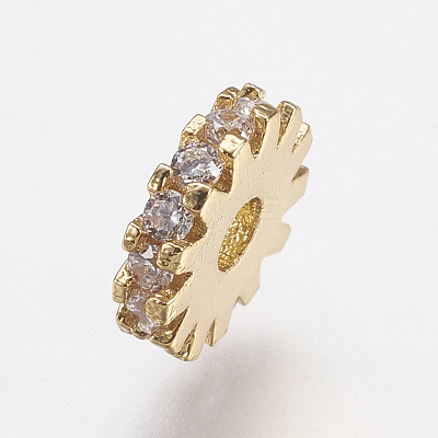 Brass Micro Pave Cubic Zirconia Bead Spacers LS-ZIRC-E143-21G-1