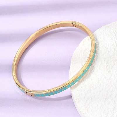304 Stainless Steel Enamel Hinged Cuff Bangles for Women SA-CBAC920-15G-01H-1